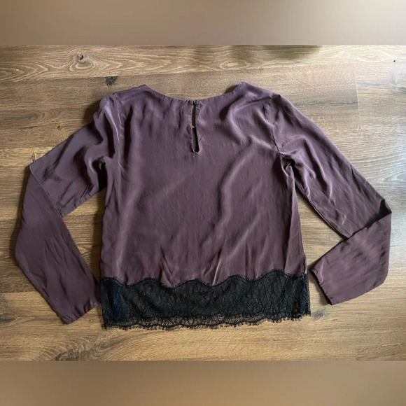 Wilfred Desaix 100% Silk Long Sleeve Blouse w/Lace Trim - Picture 3 of 7